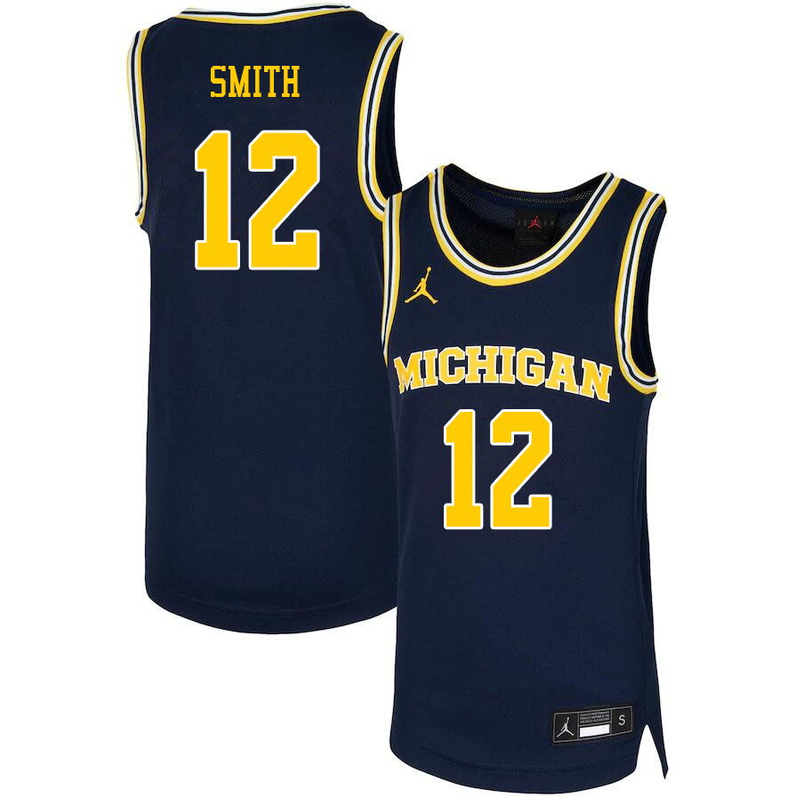 Men #12 Mike Smith Michigan Wolverines College Basketball Jerseys Sale-Navy - Click Image to Close